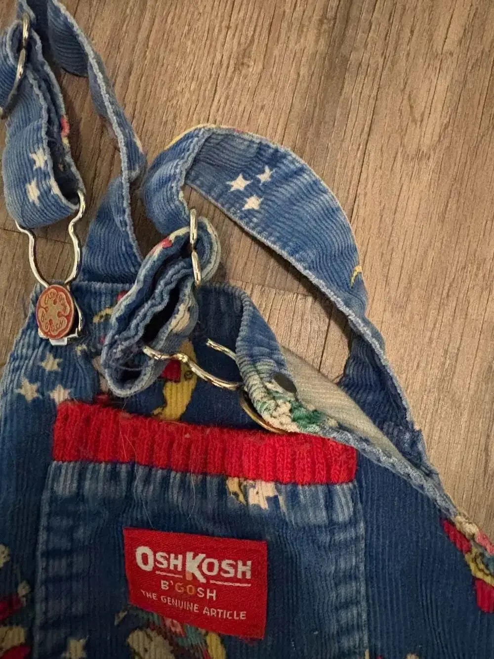 Vintage OshKosh B'gosh Blue Corduroy Astronaut Mouse Print Overalls Size 2T Made